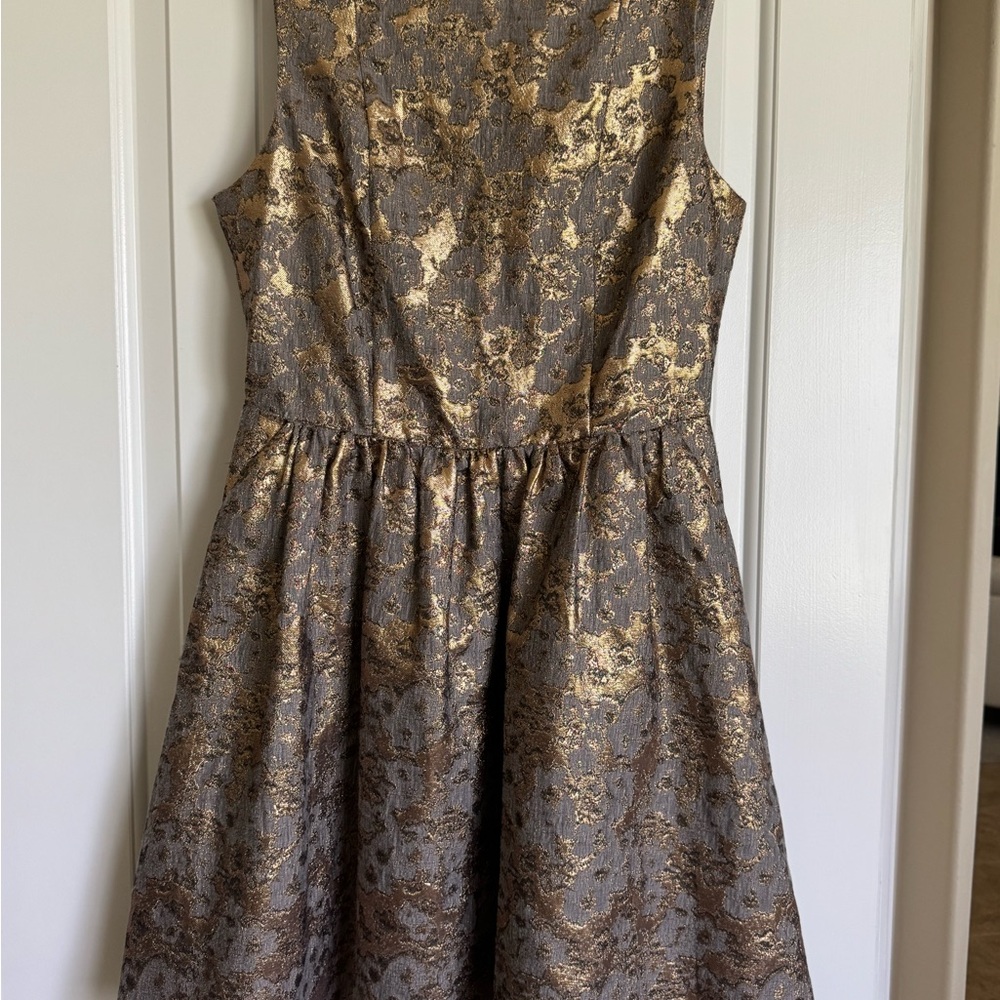 Cynthia Rowley Gold and Gray Patterned Dress  in Size 6
